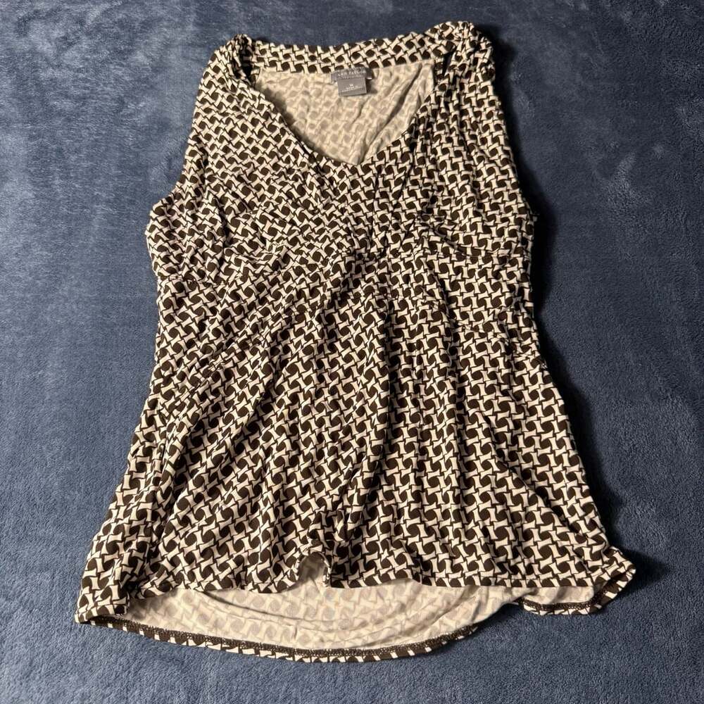 Ann Taylor Sleeveless Blouse Size M Brown Geomet